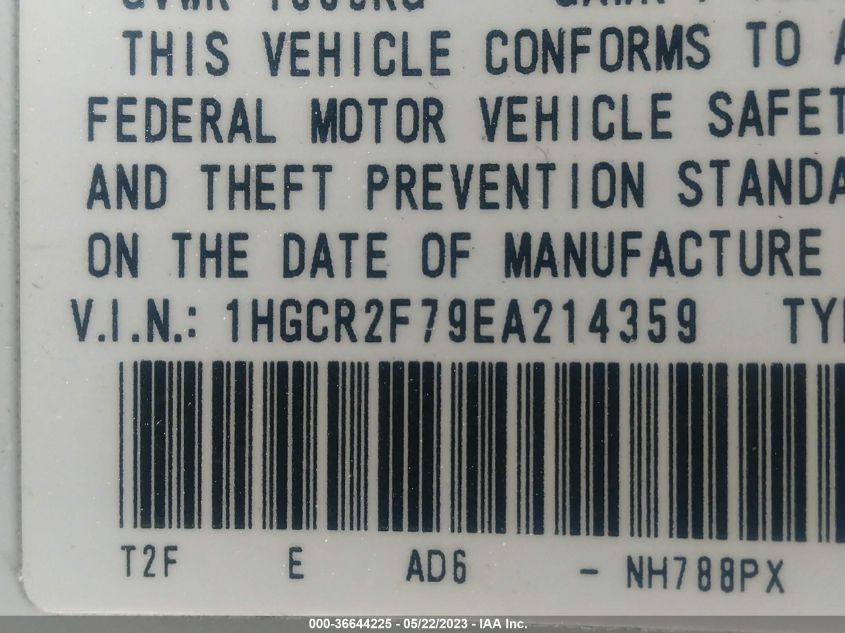 2014 HONDA ACCORD SEDAN EX - 1HGCR2F79EA214359