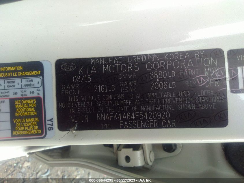 2015 KIA FORTE LX - KNAFK4A64F5420920