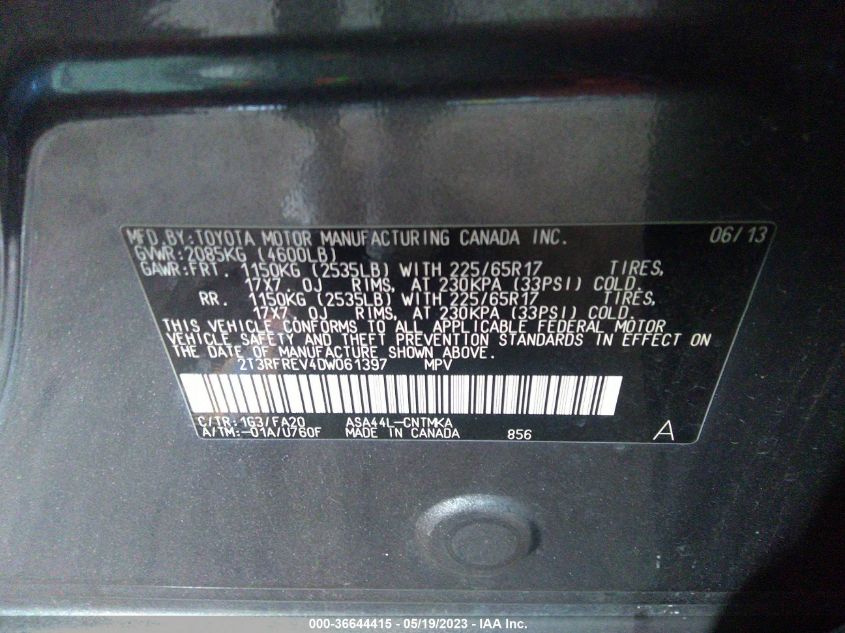 2013 TOYOTA RAV4 XLE - 2T3RFREV4DW061397