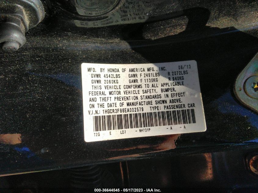 2014 HONDA ACCORD SEDAN EX-L - 1HGCR3F86EA002579