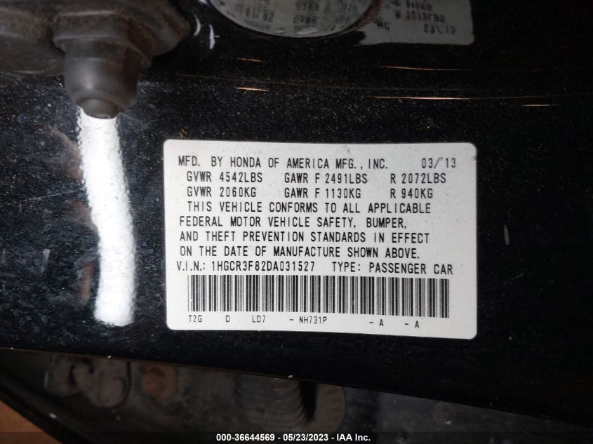 2013 HONDA ACCORD SDN EX-L - 1HGCR3F82DA031527