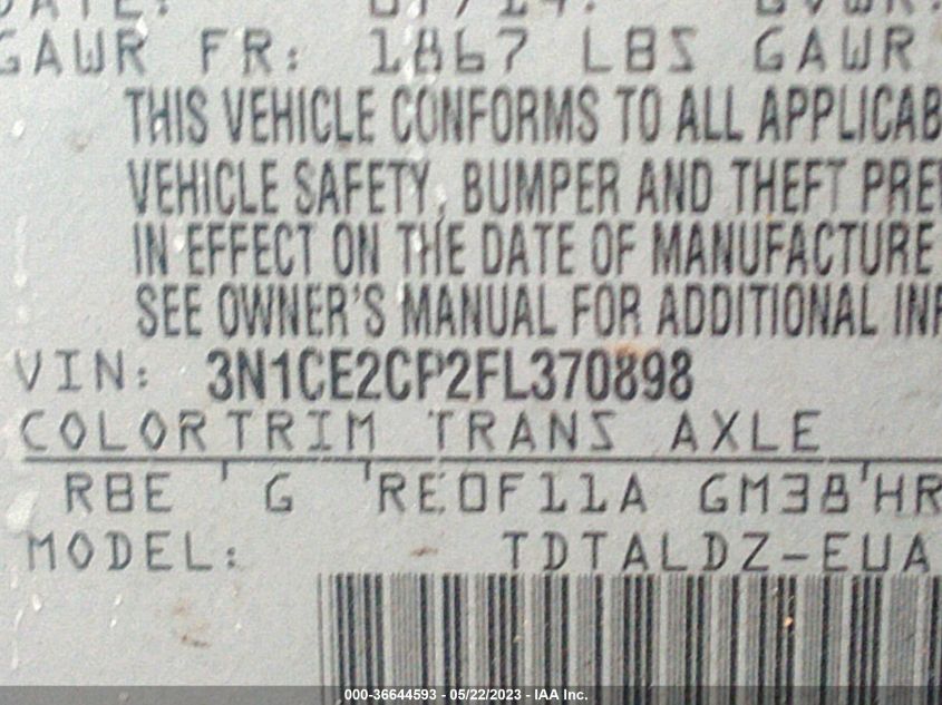 2015 NISSAN VERSA NOTE SV - 3N1CE2CP2FL370898