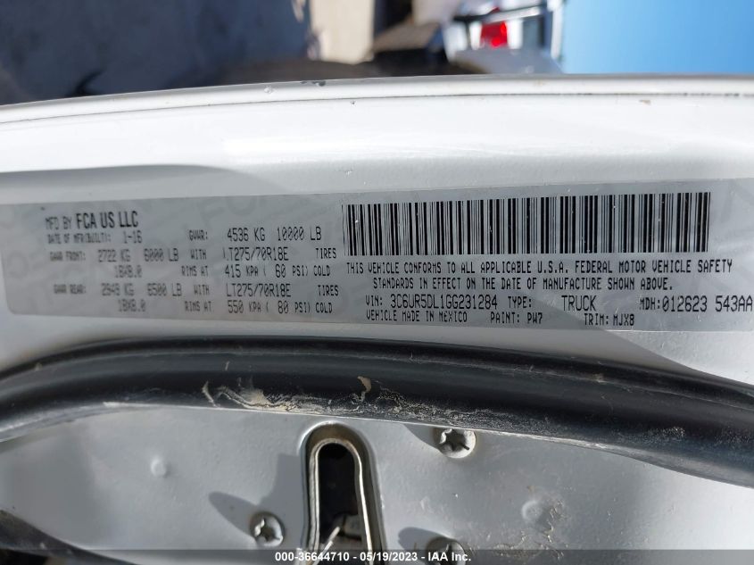 2016 RAM 2500 LONE STAR - 3C6UR5DL1GG231284