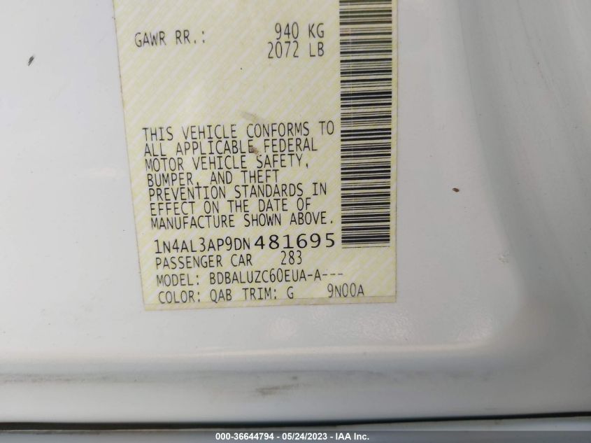 2013 NISSAN ALTIMA 2.5 SV - 1N4AL3AP9DN481695