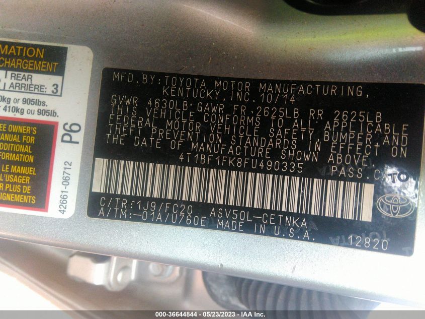2015 TOYOTA CAMRY LE - 4T1BF1FK8FU490335