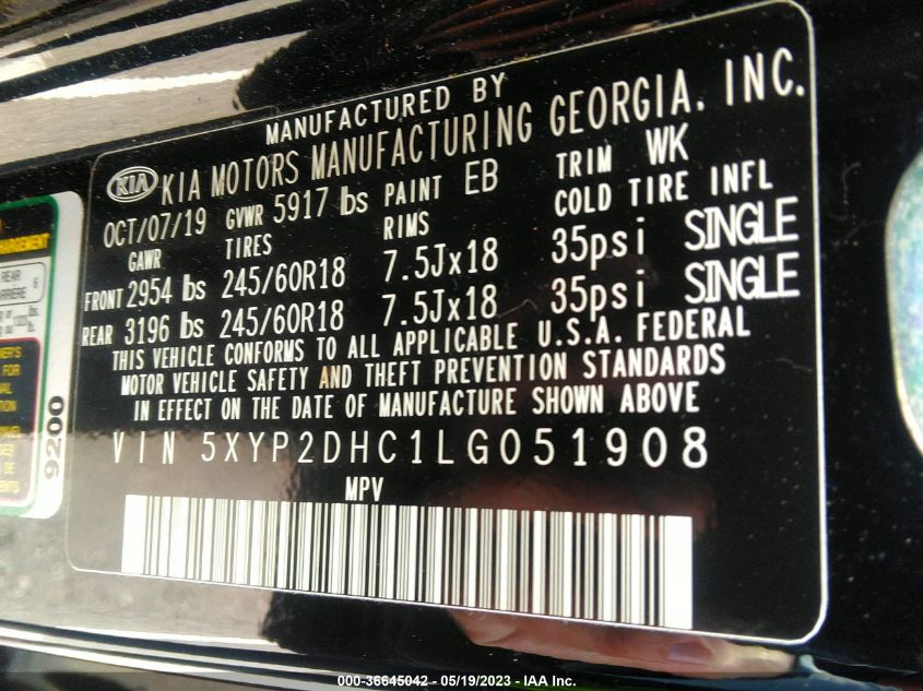 2020 KIA TELLURIDE LX - 5XYP2DHC1LG051908