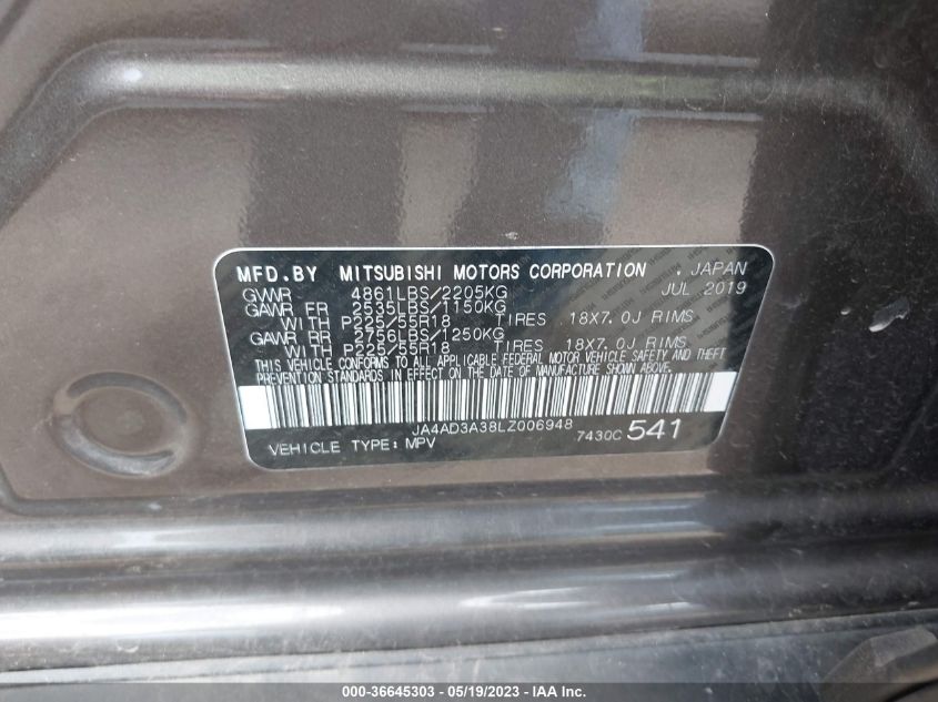 2020 MITSUBISHI OUTLANDER SE/SEL/LE/SP - JA4AD3A38LZ006948