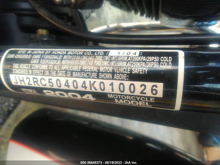 2004 HONDA VT750 CA - JH2RC50404K010026