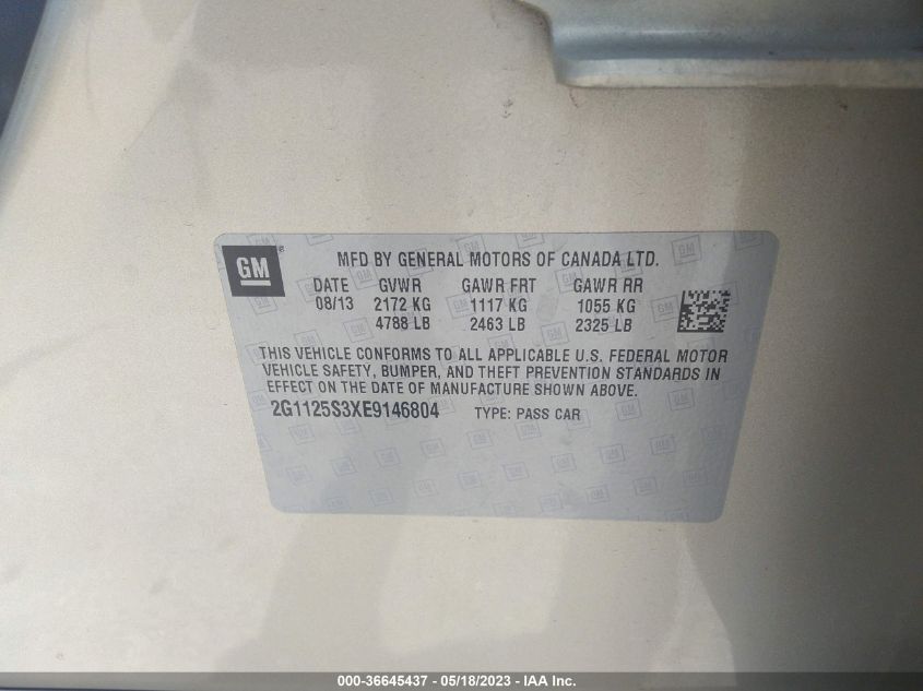2014 CHEVROLET IMPALA LT - 2G1125S3XE9146804