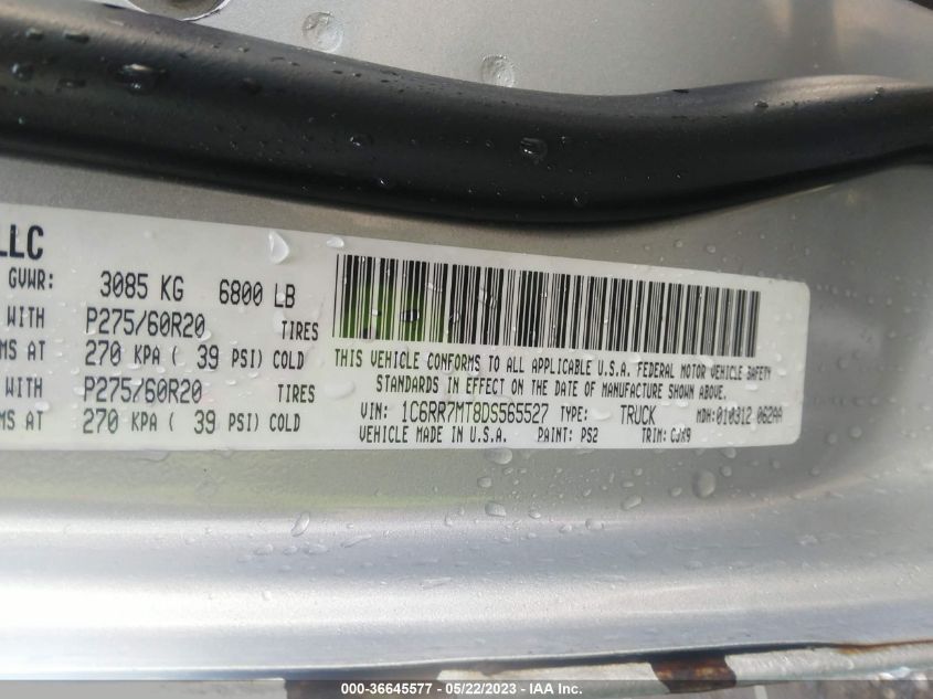 2013 RAM 1500 SPORT - 1C6RR7MT8DS565527