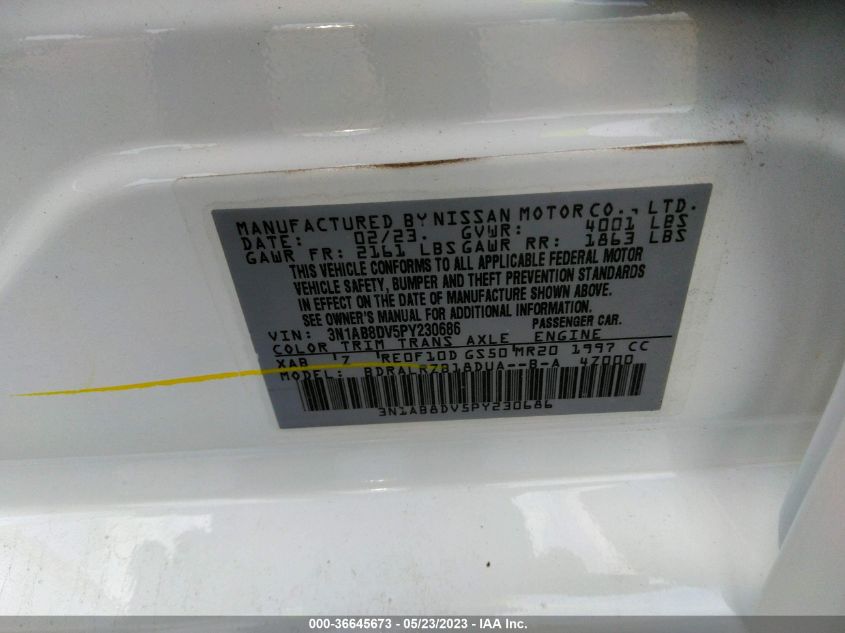 2023 NISSAN SENTRA SR - 3N1AB8DV5PY230686