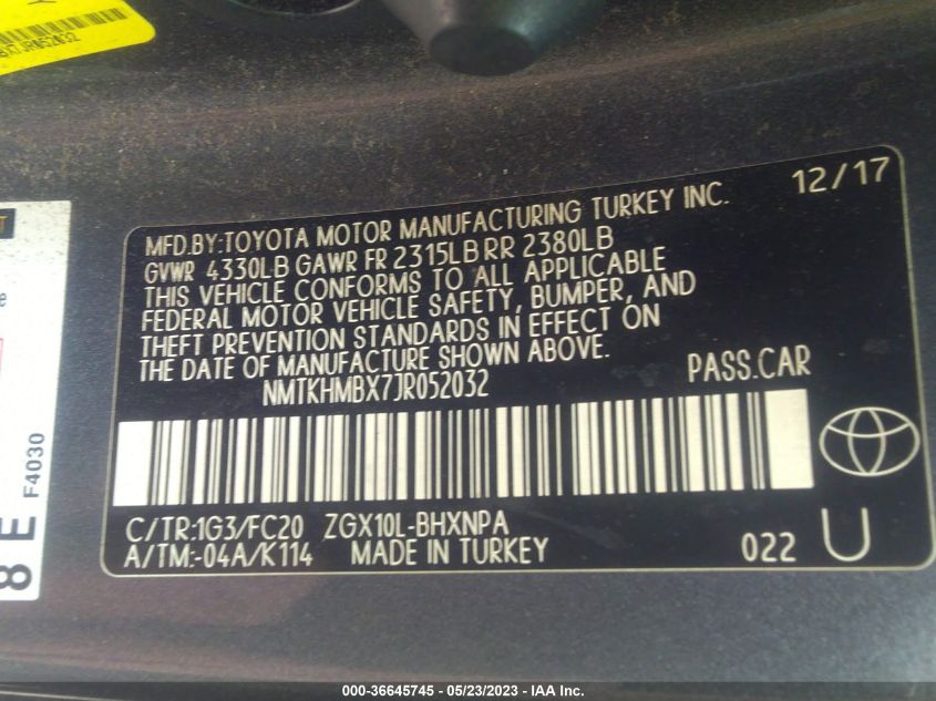 2018 TOYOTA C-HR XLE - NMTKHMBX7JR052032