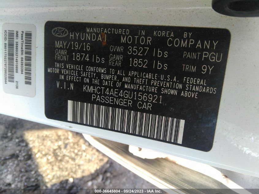 2016 HYUNDAI ACCENT SE - KMHCT4AE4GU156921