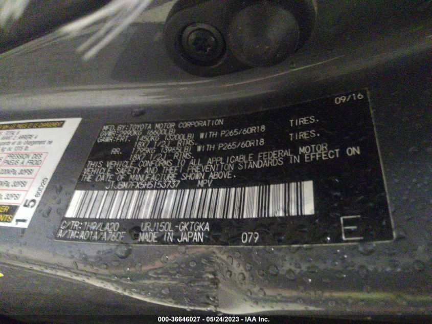 2017 LEXUS GX GX 460 JTJBM7FX5H5153737