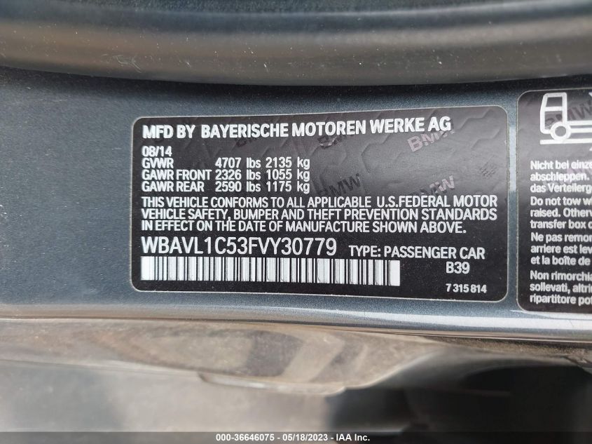 2015 BMW X1 XDRIVE28I - WBAVL1C53FVY30779