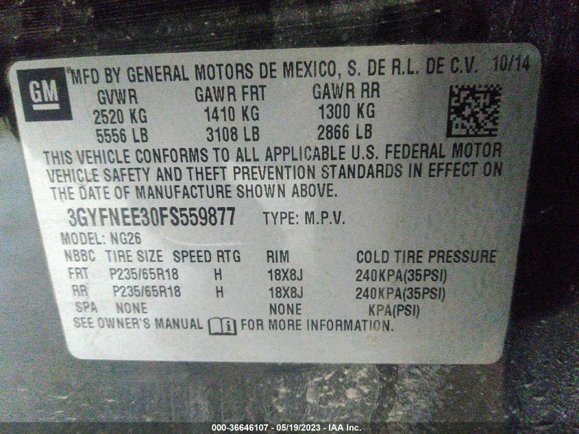 2015 CADILLAC SRX LUXURY COLLECTION - 3GYFNEE30FS559877