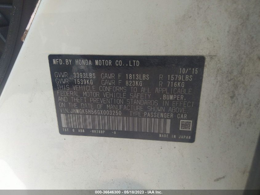 2016 HONDA FIT LX - JHMGK5H56GX003250
