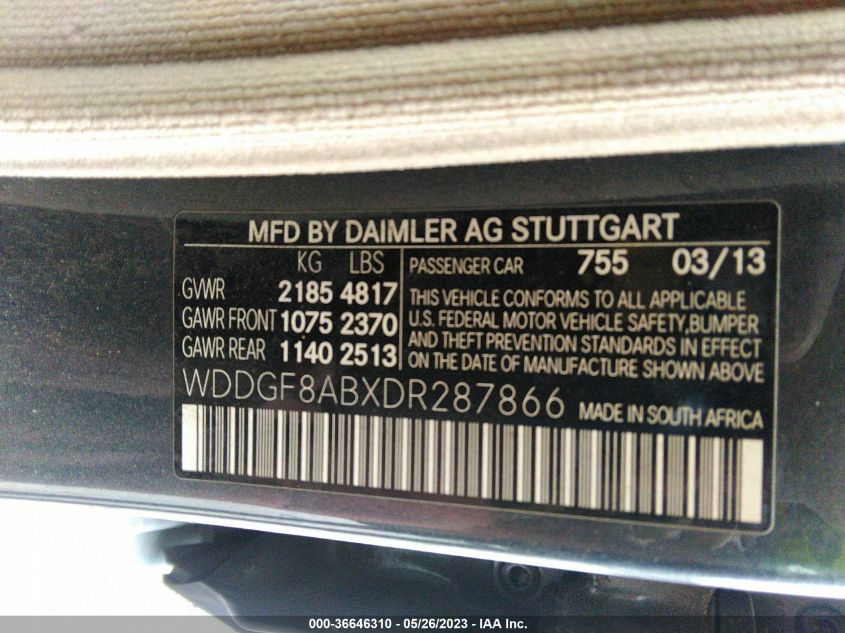 2013 MERCEDES-BENZ C-CLASS C 300 - WDDGF8ABXDR287866