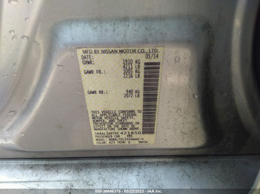 2014 NISSAN ALTIMA 2.5 SV - 1N4AL3AP7EC421850