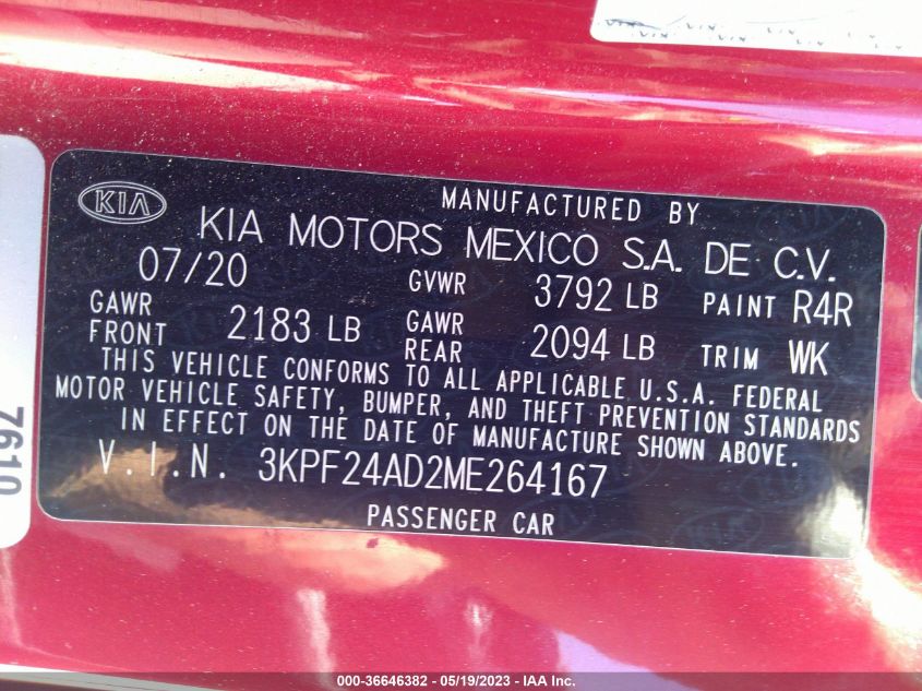 2021 KIA FORTE LXS - 3KPF24AD2ME264167