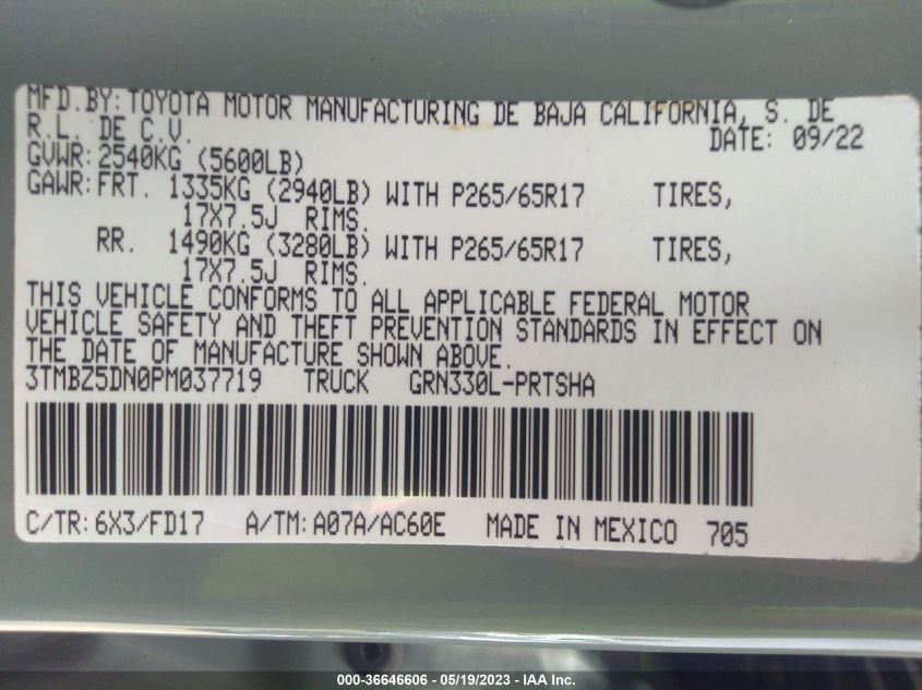 2023 TOYOTA TACOMA 2WD SR5/TRD SPORT - 3TMBZ5DN0PM037719
