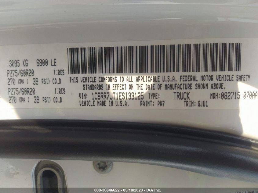 2014 RAM 1500 LARAMIE - 1C6RR7JT1ES133125