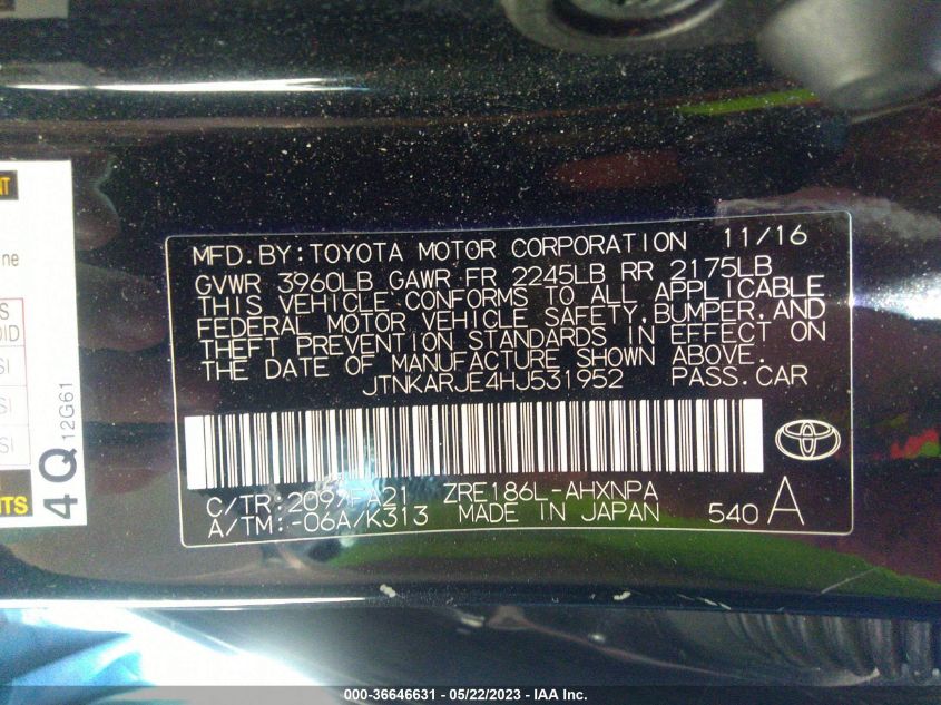 2017 TOYOTA COROLLA IM - JTNKARJE4HJ531952