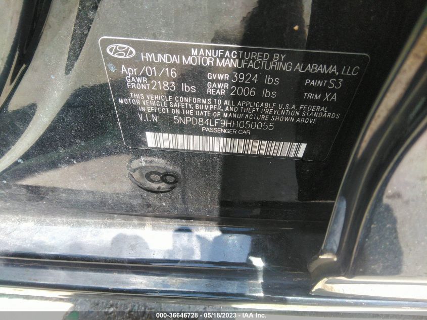 2017 HYUNDAI ELANTRA SE - 5NPD84LF9HH050055