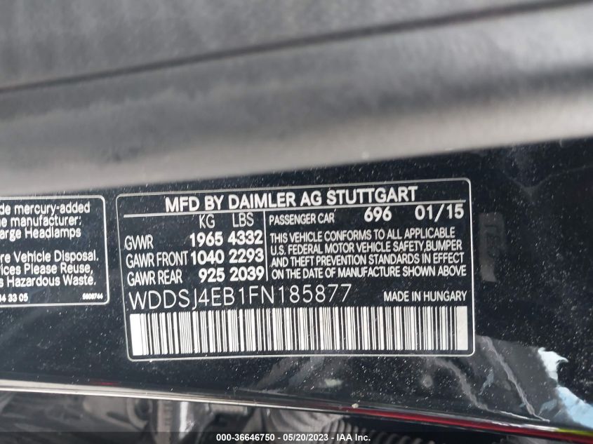 2015 MERCEDES-BENZ CLA 250 WDDSJ4EB1FN185877