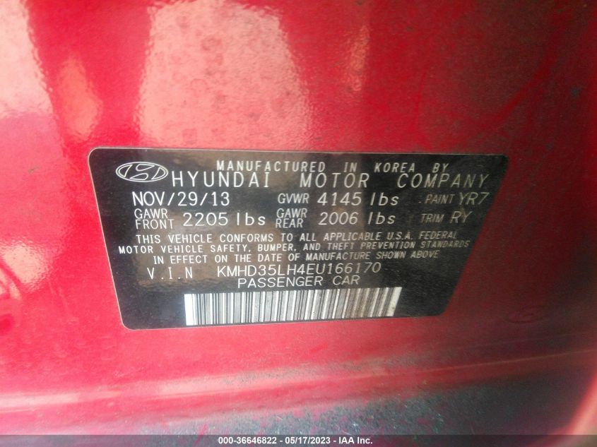 2014 HYUNDAI ELANTRA GT - KMHD35LH4EU166170
