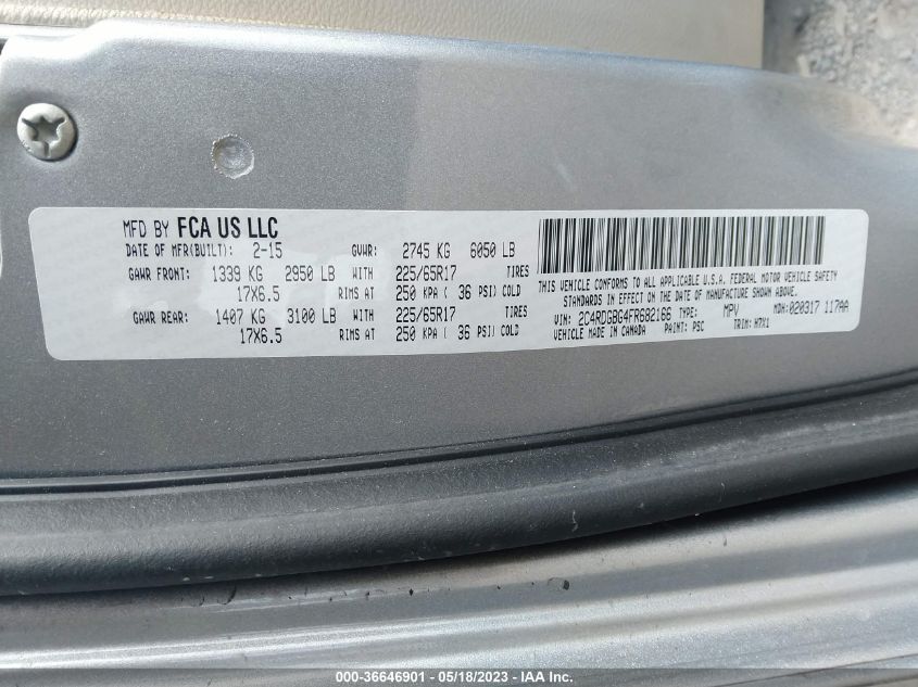 2015 DODGE GRAND CARAVAN SE - 2C4RDGBG4FR682166