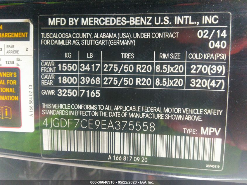 2014 MERCEDES-BENZ GL-CLASS GL 450 4JGDF7CE9EA375558