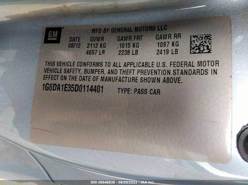 2013 CADILLAC CTS COUPE 1G6DA1E35D0114401