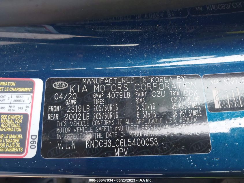 KNDCB3LC6L5400053 Kia Niro LX/LXS 9