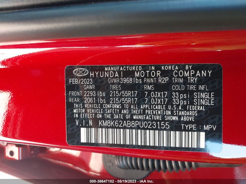 2023 HYUNDAI KONA SEL - KM8K62AB8PU023155