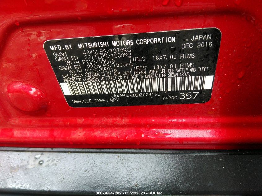 2017 MITSUBISHI OUTLANDER SPORT 2.0 - JA4AP3AUXHZ024195
