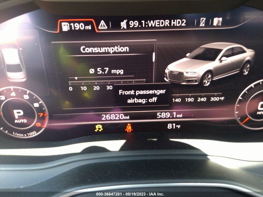 2019 AUDI A4 PREMIUM PLUS - WAUENAF45KA035697