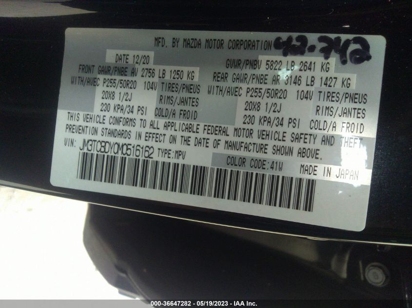 2021 MAZDA CX-9 GRAND TOURING - JM3TCBDY0M0516162