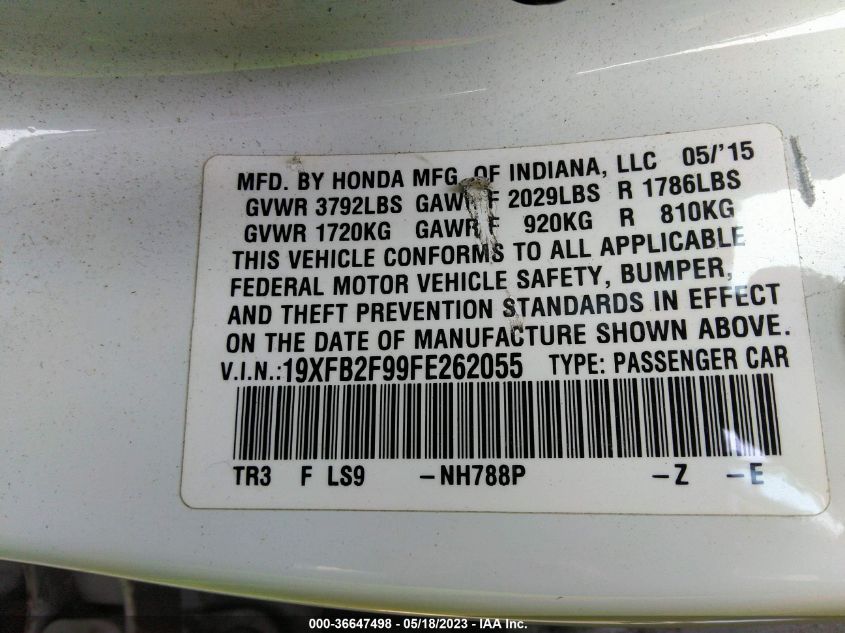 2015 HONDA CIVIC SEDAN EX-L - 19XFB2F99FE262055