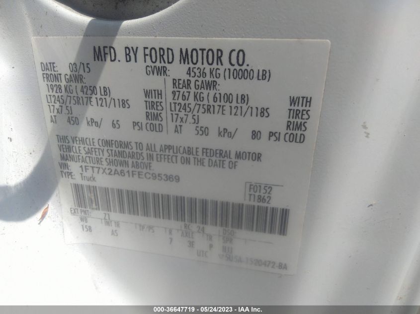 2015 FORD SUPER DUTY F-250 SRW XLT/XL/LARIAT - 1FT7X2A61FEC95369