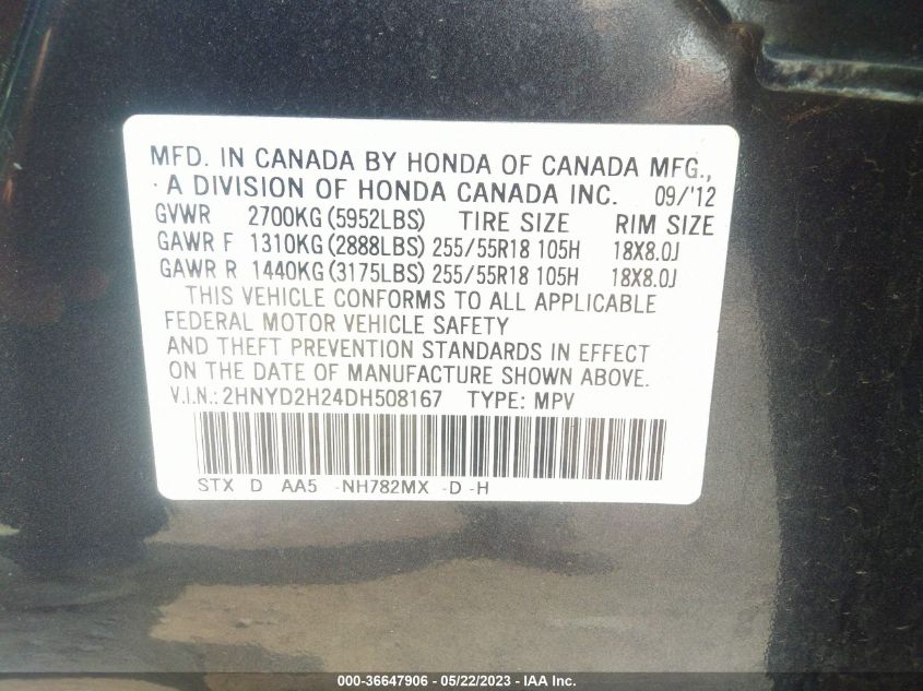 2013 ACURA MDX - 2HNYD2H24DH508167