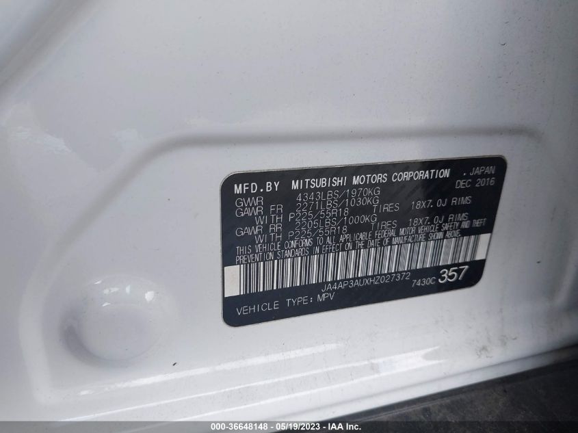 2017 MITSUBISHI OUTLANDER SPORT 2.0 - JA4AP3AUXHZ027372