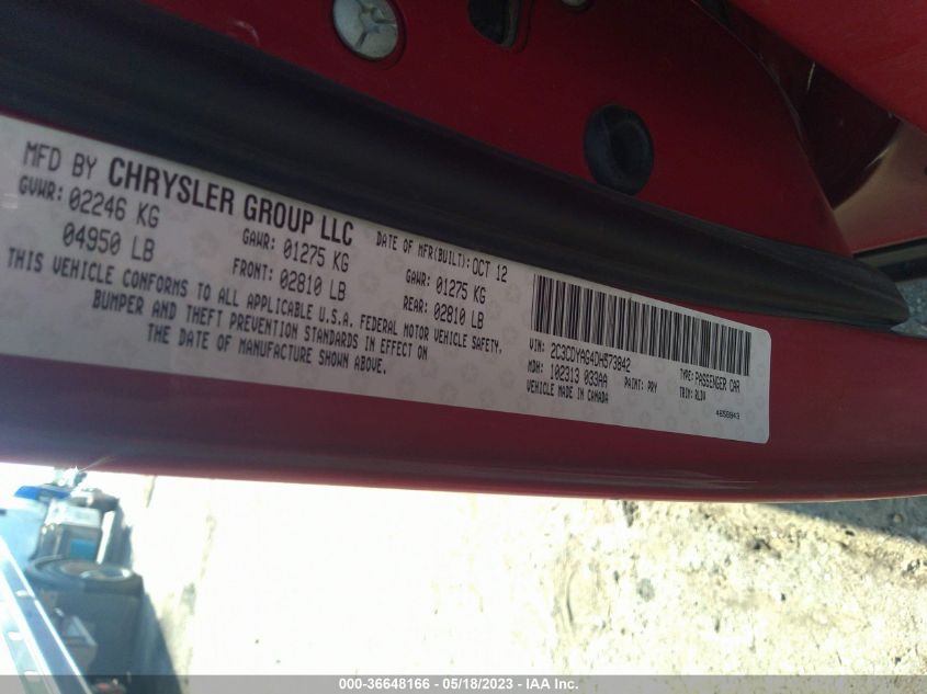 2013 DODGE CHALLENGER SXT PLUS - 2C3CDYAG4DH573842
