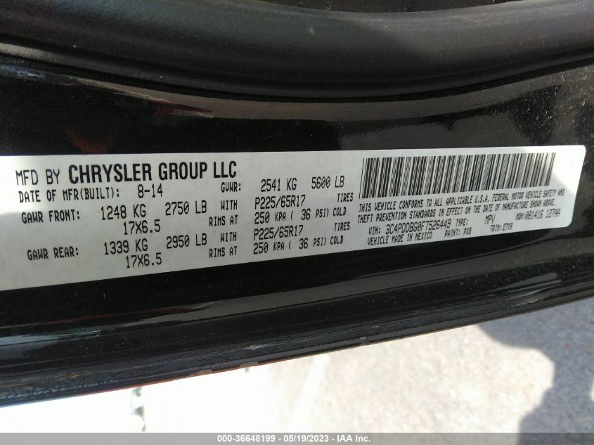 2015 DODGE JOURNEY SXT - 3C4PDDBG0FT526449