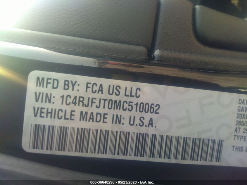2021 JEEP GRAND CHEROKEE SUMMIT - 1C4RJFJT0MC510062