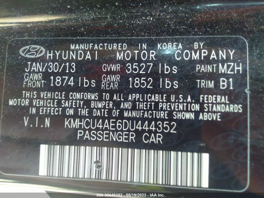 2013 HYUNDAI ACCENT GLS - KMHCU4AE6DU444352