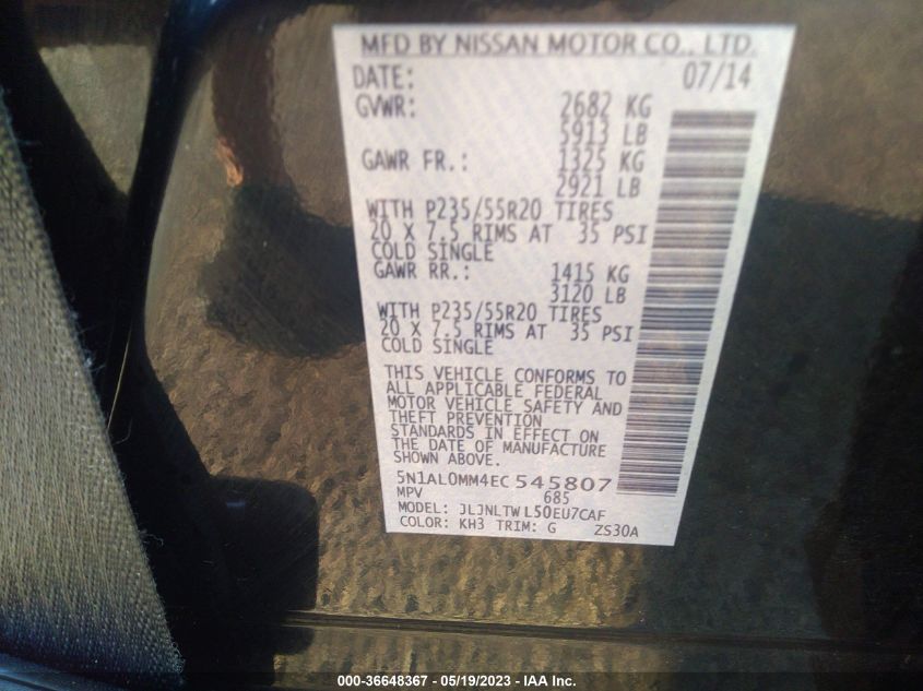 2014 INFINITI QX60 - 5N1AL0MM4EC545807