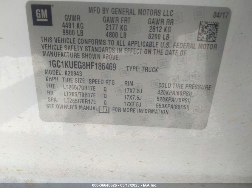 2017 CHEVROLET SILVERADO 2500HD WORK TRUCK - 1GC1KUEG8HF186469