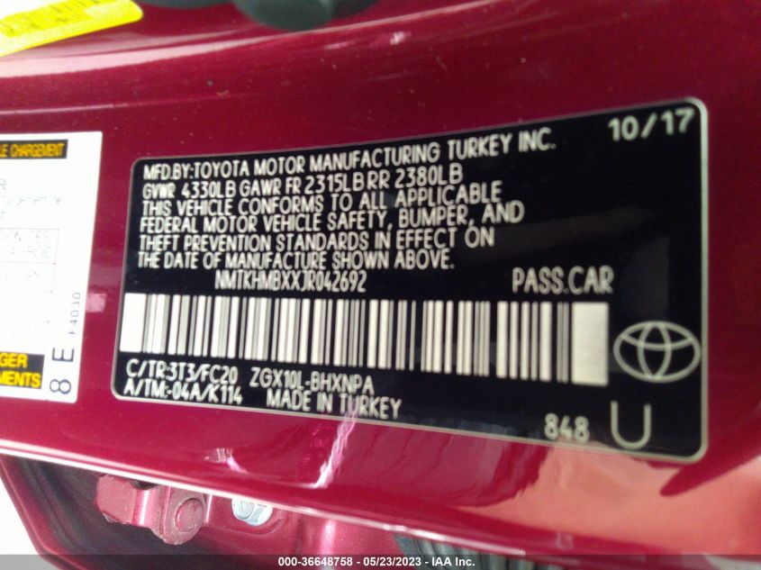 2018 TOYOTA C-HR XLE - NMTKHMBXXJR042692