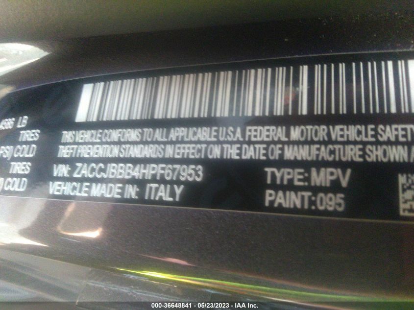 2017 JEEP RENEGADE LATITUDE - ZACCJBBB4HPF67953